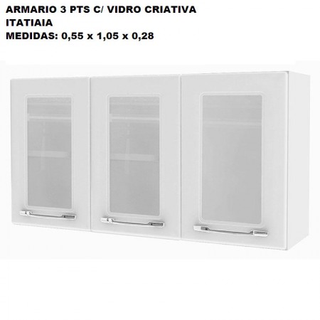 Armário Aéreo Criativa 3p com vidro